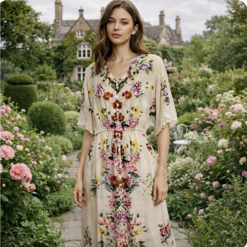 Tolani Women’s Button Front Floral Midi Dress  Wedding Guest Romantic Feminine